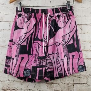 James Peter Henry Pink & Black Graphic Men's Swim Trunks